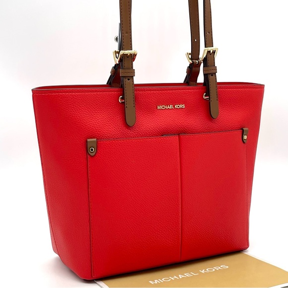 Michael Kors Medium Double Packet Pebbled Leather Tote Bag - Picture 1 of 12